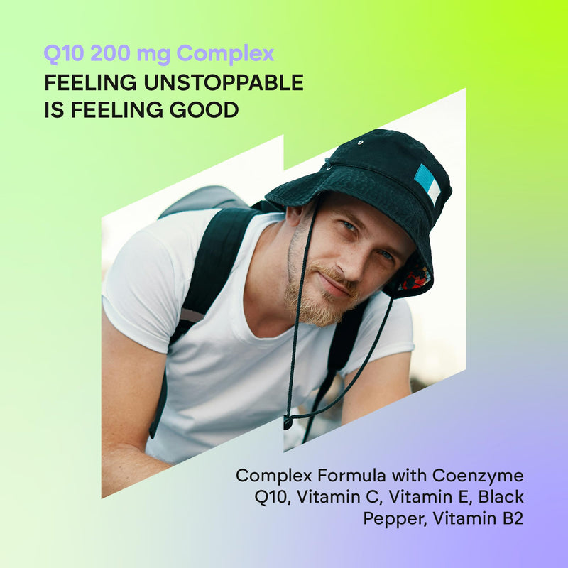 Coenzyme Q10 Complex 200mg - Vitamins C, E and B2 - with Black Pepper - 120 Capsules Coq10 - Ubiquinone Coenzyme Q10-120 Capsules Nutralie