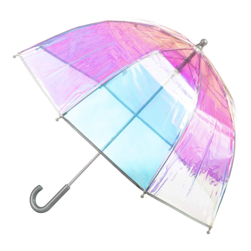 totes Kids Lightweight Dome Canopy Bubble Umbrella with Wind and Rain Protection 38" Canopy IRIDESCENT
