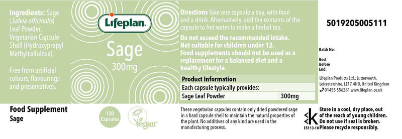 Lifeplan Sage Vegicaps 120 Capsules
