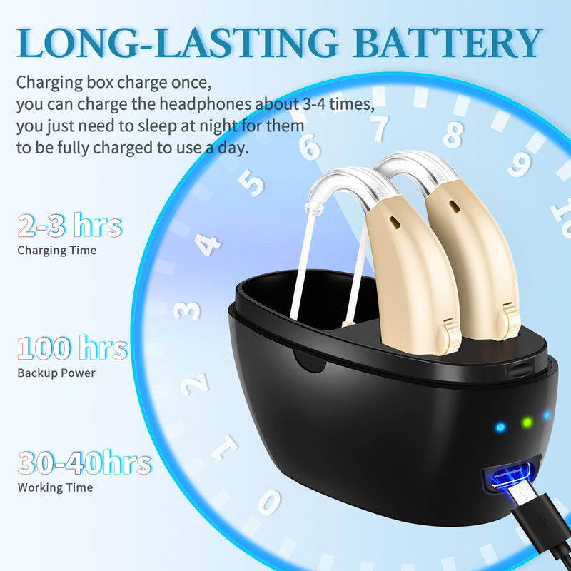 [Australia] - Hearing Aids, Hearing Aids for Seniors with Noise Cancelling and Volume Control, Rechargeable Hearing Aids for Hearing Loss with Charging Case 