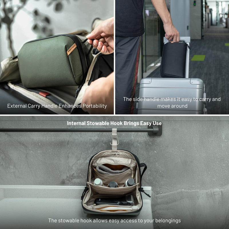 PGYTECH Travel Toiletry Bag for Men & Women, Hanging Compact Pouch, Waterproof Dopp Kit for Traveling, Shaving Bag Makeup Bag Organizer for Toiletries Twilight Black