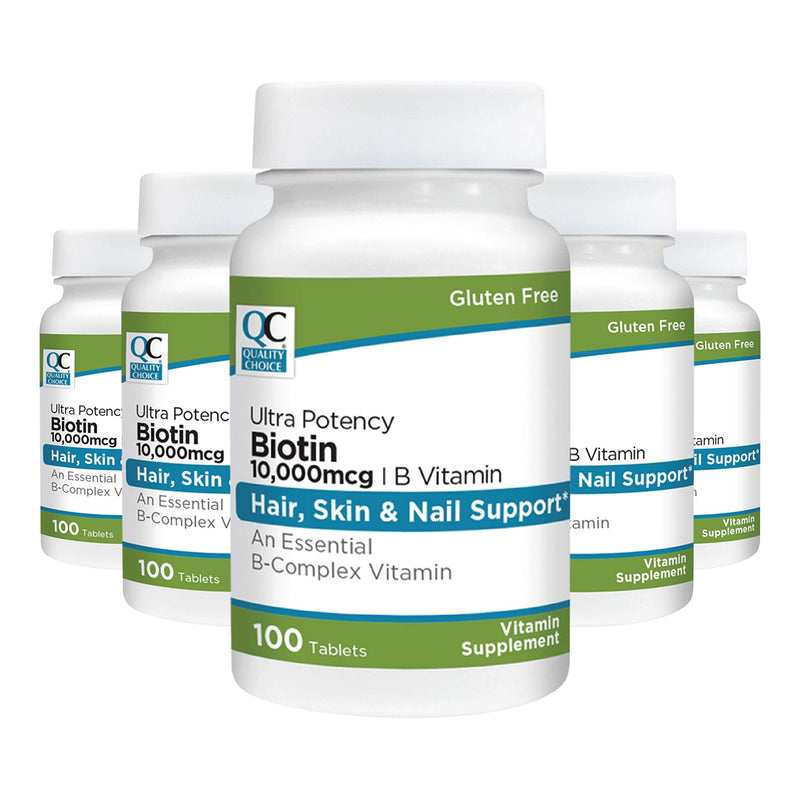 Quality Choice Biotin 10,000 mcg + B Tablets 100 Count Ultra Potency Nail, Skin, & Hair Support 1