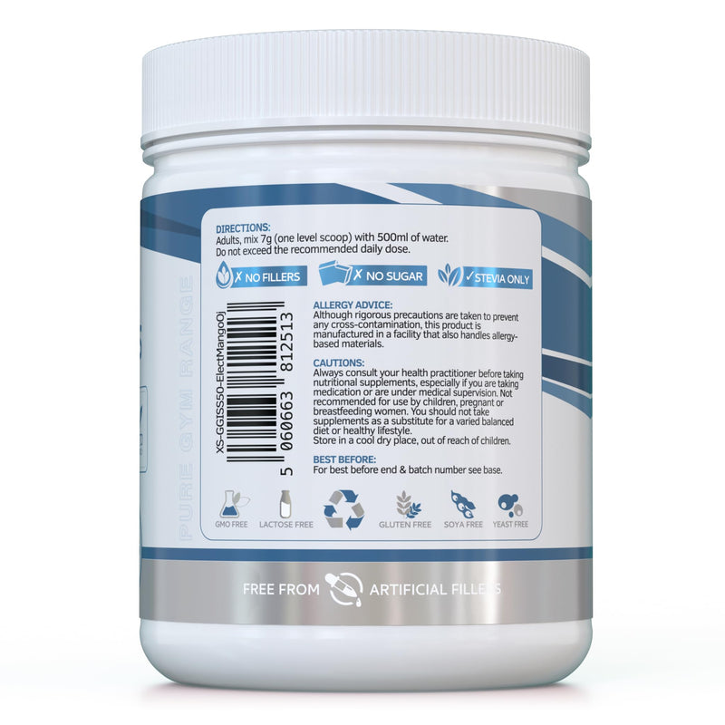 Electrolyte Powder — Natural Mango & Orange, 60 Servings — Electrolytes & Osmolytes with Magnesium, Potassium, Sodium — Keto, Vegan, Sugar-Free Hydration Drink Mix — UK Made, GMP Certified