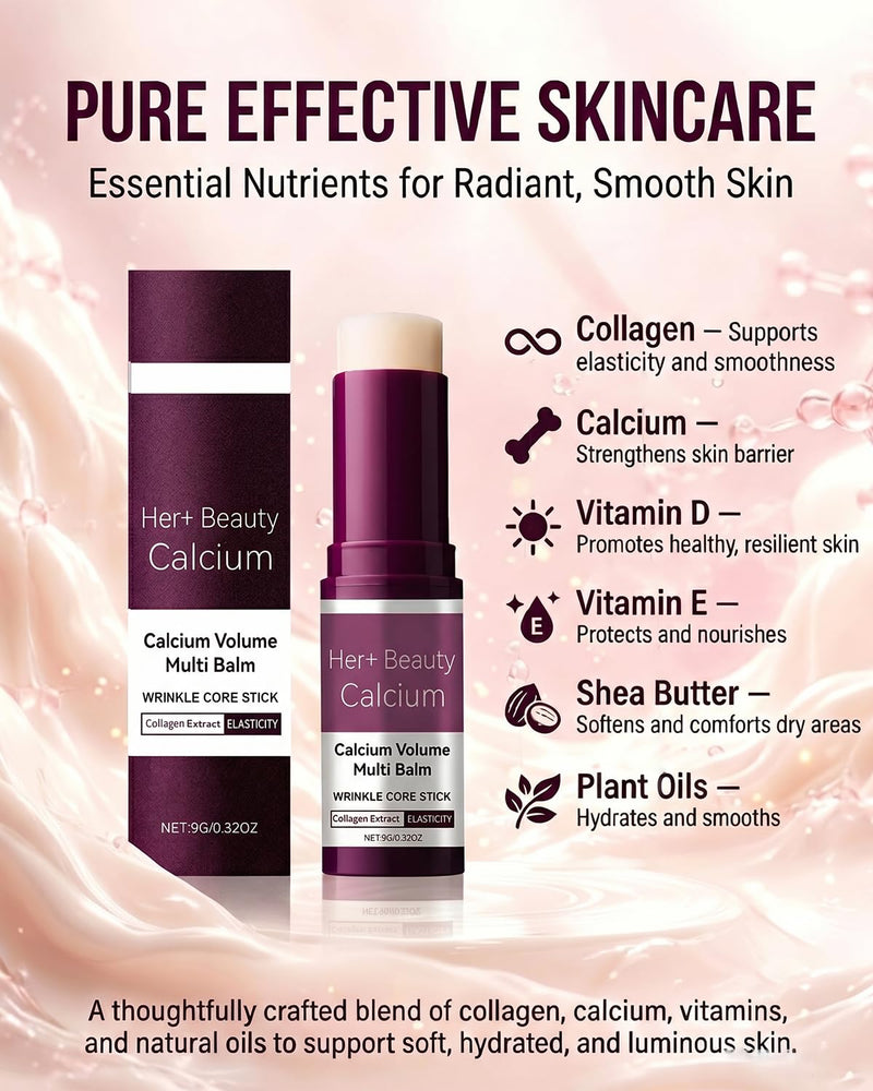 Collagen Calcium Multi Balm Stick, Hydrating & Moisturizing Balm with Vitamin D & Shea Butter, Helps Skin Feel Soft and Smooth, for Eyes, Face & Neck (1PCS) 1PCS