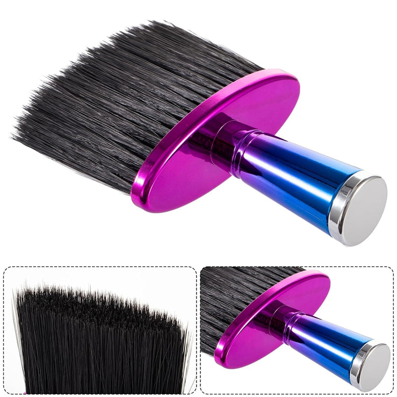 Yebeauty 4 Pack Barber Brush, Soft Neck Sweeping Duster for Cleaning Broken Hair Clipper Cleaner Haircutting Brush with Nylon Bristle Plastic Handle and Stand-up Base, Blue-Purple Gradient and Black