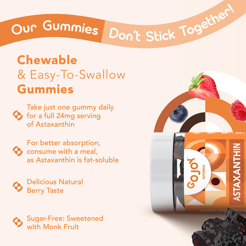 [Australia] - Chewable Astaxanthin Gummies - Natural Astaxanthin 24mg Antioxidant Supplement - Vegan, Non-GMO, Sugar-Free, Gluten-Free, Soy-Fee, 3rd Party Lab Tested - 2 Month Supply (60 Gummies) 