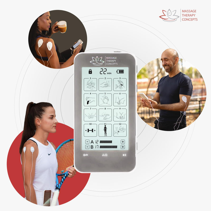 [Australia] - Deluxe TENS Unit Muscle Stimulator & Accessories - Non-Invasive EMS Machine for Neck & Back Pain Relief, Sciatica - Electrotherapy with 12 Modes & 20 Intensity Levels 
