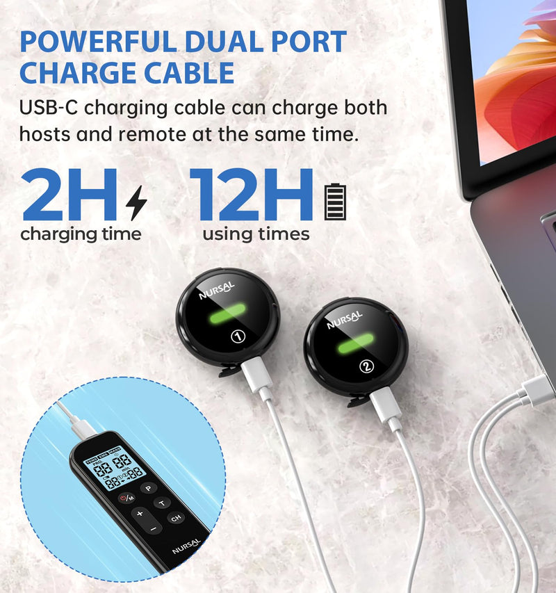 [Australia] - NURSAL Wireless TENS Unit Muscle Stimulator, Dual Host TENS EMS Machine for Pain Relief, 18 Modes 20 Intensity Remote Control Pulse Physical Electrotherapy for Back Shoulder Pain (2 Pads) Black 