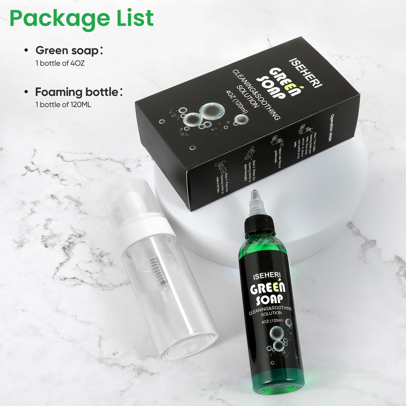[Australia] - Ultra Concentrated Green Tattoo Soap 4OZ with Foaming Bottle 120ml, Tattoo Soap Tattoo Supplies for Tattoos Piercings, Clean Skin Equipment 