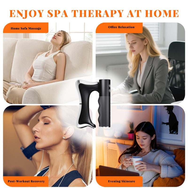 AICNLY Heated Muscle Scraper Tool Electric Vibration Scraping Massage Tool | Muscle Massager for Neck Back Shoulders, Rechargeable Muscle Relaxation Device with Heat Therapy for Body Care & Daily Relax Black