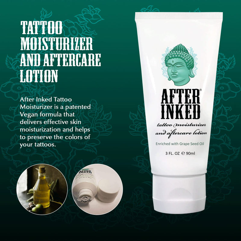 [Australia] - After Inked Tattoo Aftercare Lotion – Moisturizing Balm for Inked Skin, As Seen on INK MASTER – Hydrating Cream with Grape Seed Oil, Skin Nourishment & Daily Maintenance – 3 Fluid oz Tube (1-Pack) Tube: 3 Fl Oz (1 Unit) 