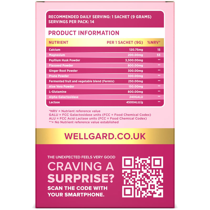 Wellgard 14 Day Gut Ritual - Psyllium Husk Fibre Supplement with Digestive Enzymes, Daily Sachets to Maintain Healthy Bowel & Intestinal Transit, 14 Single-Serve Sachets