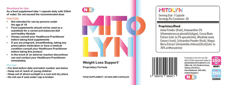 Mitolyn Promotes Mitochondria Supplement, Assists Weight Management, Purple Peel, 1 Months Supply, 1 Capsule Daily, 30 Capsules