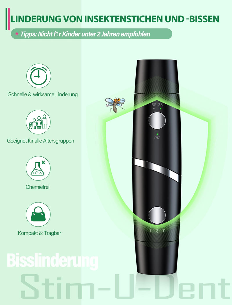 [Australia] - Insect bite healer, Stim-U-Dent mosquito bite heat pen 2 in 1 chemical-free rechargeable pen for quick relief from itching and swelling ebony 