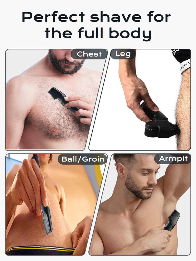 [Australia] - Electric Body Hair Trimmer for Men,Cordless Waterproof Body Razor 120 Mins Long Lasting,V-Shaped Lightweight Portable Pubic Hair Trimmer for Ball/Groin Pubic Sensitive Area 