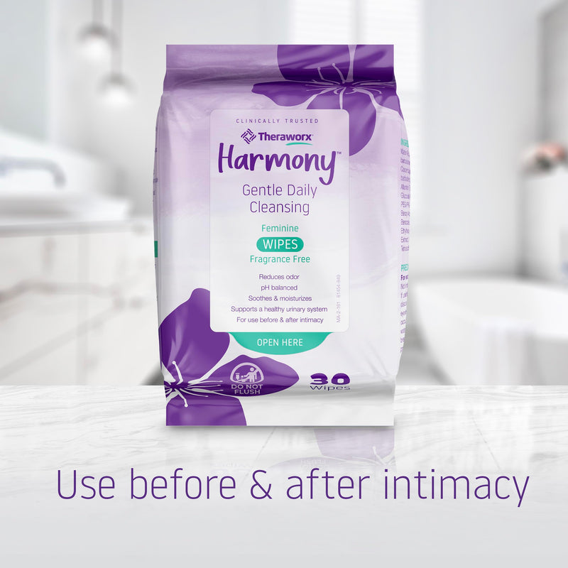 [Australia] - Theraworx Harmony Gentle Daily Cleansing Feminine Wipes, Fragrance Free, Urinary Hygiene, pH Balanced – 30 Count Unscented 30 Count (Pack of 1) 