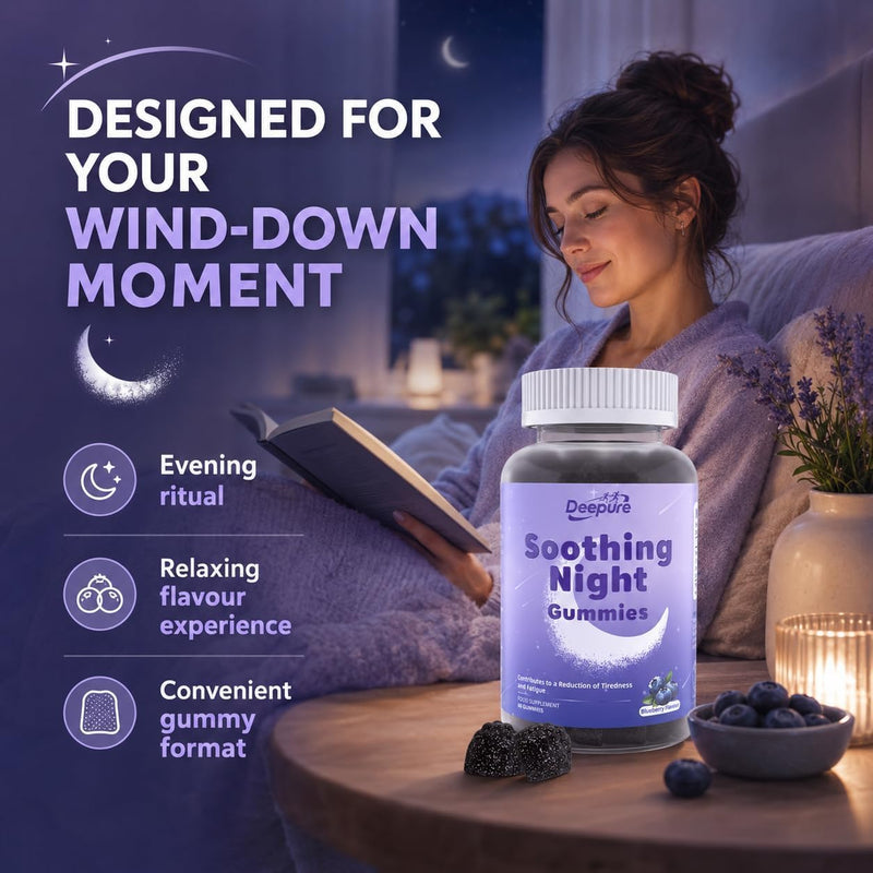 Sleep Gummies for Adults, Magnesium Bisglycinate with L-Theanine Lemon Balm Ashwagandha Root Extract, Vegan Gluten Free Non-GMO Blueberry Flavour Night Time Gummies, 60 Gummies