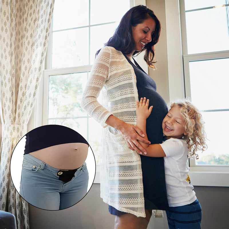 [Australia] - LEOEASIY Pack of 10 trouser waist extensions, pregnancy trousers extensions, pregnancy trousers extensions, comfortable and adjustable trousers extensions for pregnant women (black 