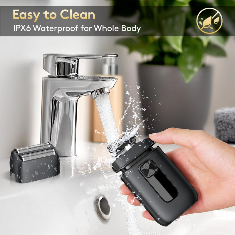 Brightup Foil Shavers for Men - Smooth & Close Electric Razor for Men with Pop Up Trimmer - Wet Dry Shaving/Travel Lock/LED Display/IPX6 Waterproof Black