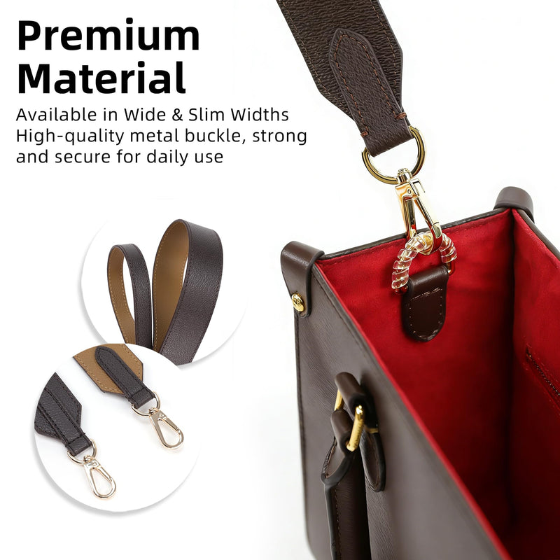 DGAZ Vachetta Leather Adjustable Crossbody Strap for ONTHEGO bag with Gift Box, Handmade DIY purse strap (0.7 Inch Wide,35.4-47.2 Inch Long; Color Blocking (Thin Strap)) | Natural Vachetta Cowhide,Soft and Flexible,Handmade,Adjustable Crossbody Strap
