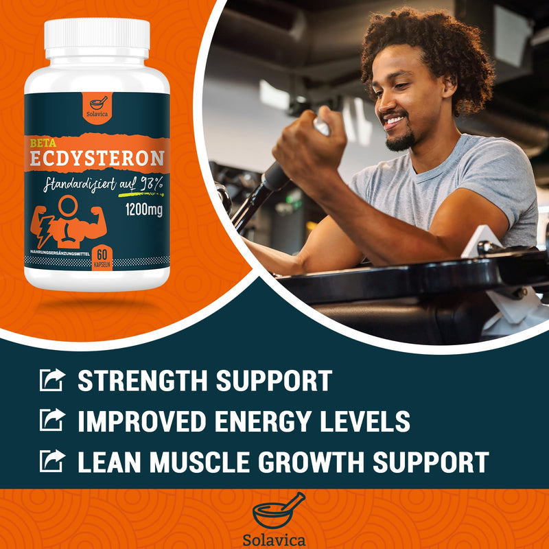 [Australia] - Beta Ecdysterone Supplement 1200 mg per Serving - 98% Maximum Purity of Ecdysterone 60 Count 60 Count (Pack of 1) 