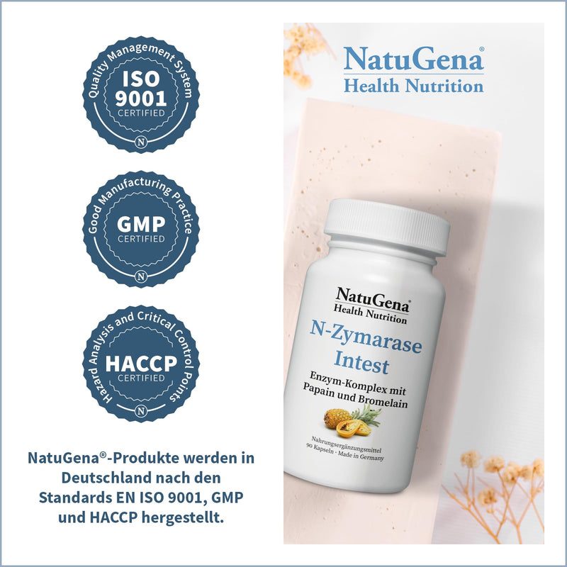[Australia] - NatuGena N-Zymarase Intest, natural enzyme complex with papain and bromelain, digestive enzymes, 90 capsules (30 day pack) 