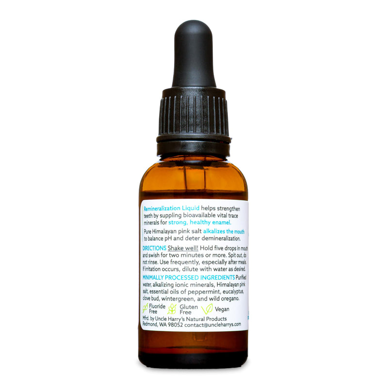 [Australia] - Uncle Harry's Natural & Fluoride-Free Remineralization Liquid for Tooth Enamel - Freshens Breath & Strengthens Teeth (1 oz Glass Dropper) 