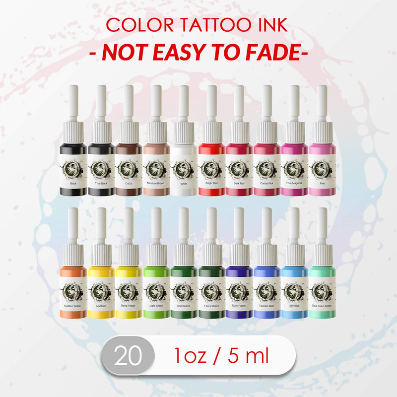 [Australia] - Wormhole Tattoo Kit Rotary Tattoo Machine Kit Professional Tattoo Gun 40pcs Cartridge Needles 20pcs Tattoo Inks Tattoo Power Supply Complete for Beginners and Artists TK202 Pink 