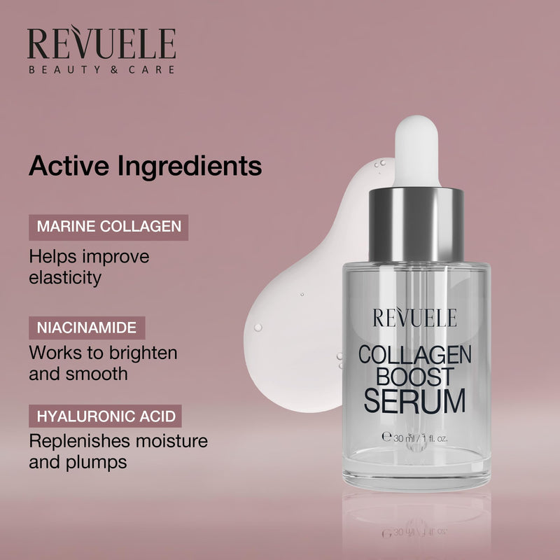 REVUELE Face Serum Collection, 30ml (Anti-Age, Niacinamide, Vitamin C, Retinol, Hyaluron + B5) (30 ml, COLLAGEN BOOST) 1 Fl Oz (Pack of 1)