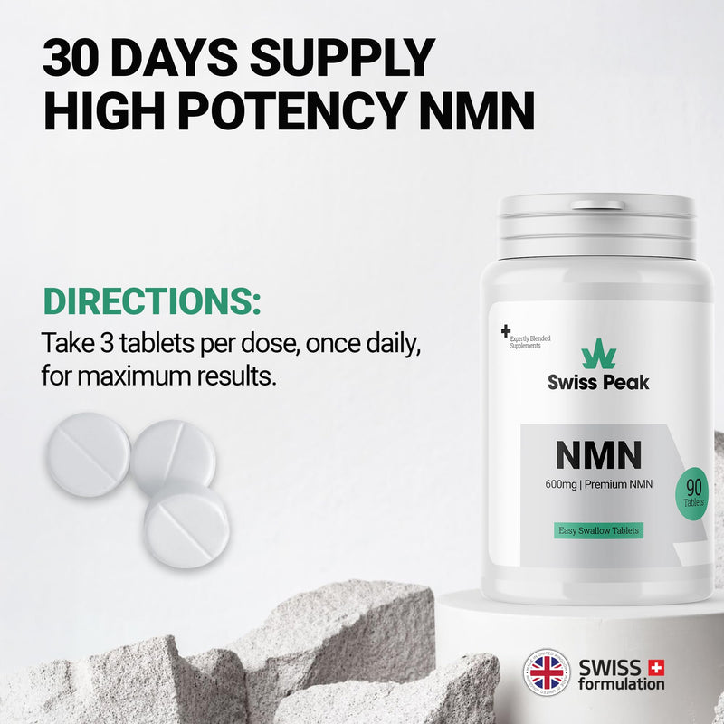 NMN = NAD+ Supplement, 600mg per Serving, Enhanced Absorption, Actual NAD+ Supplement for Cellular Repair & Energy Metabolism | Vegan, Non-GMO