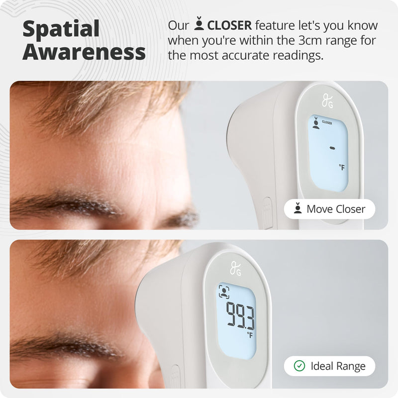 [Australia] - Greater Goods No-Touch Infrared Digital Thermometer for Adults, Kids, and Babies, Forehead Thermometer with Ergonomic Grip, Fever Alarm, White 