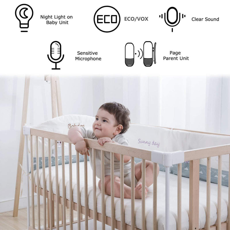 [Australia] - Audio Baby Monitor, 2.4GHz Wireless Two Way Talk Smart Baby Monitor, Night Light Audio Monitor for Baby Care, Noise Detection, 20 Hours Standby Time 