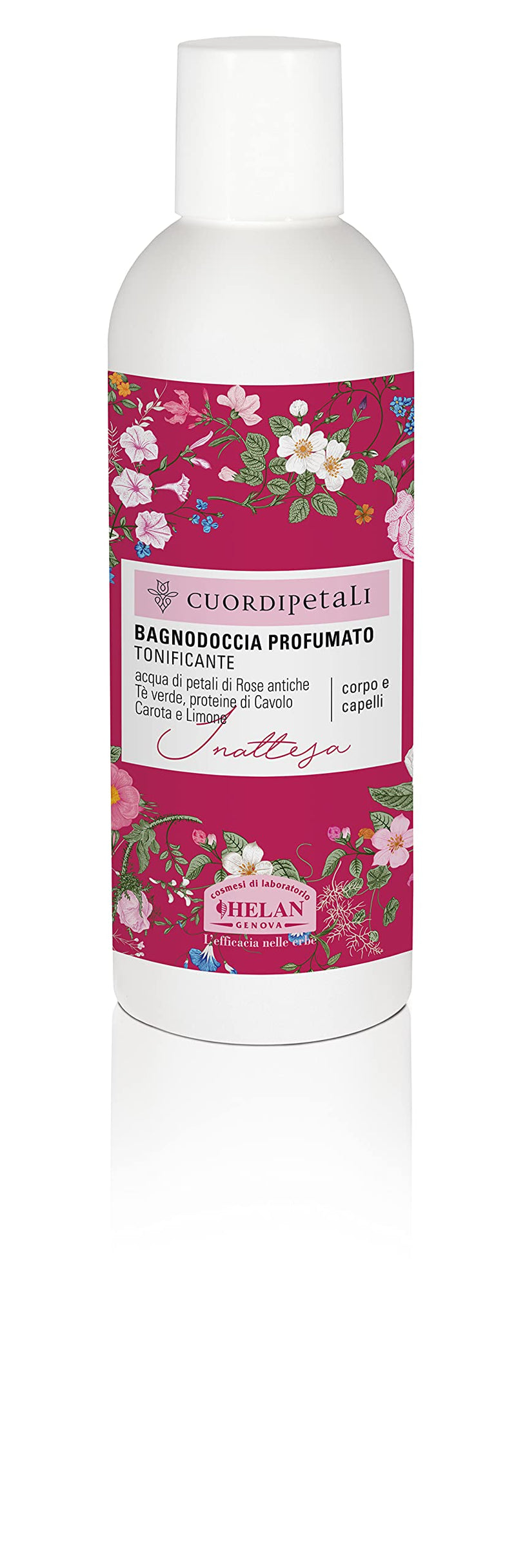 [Australia] - Helan, Cuor di Petali – shower gel and shampoo without natural sulfate, delicate and perfumed, bubble bath and tonic shampoo for hair and body care, with carrot and lemon, 200 ml, made in 