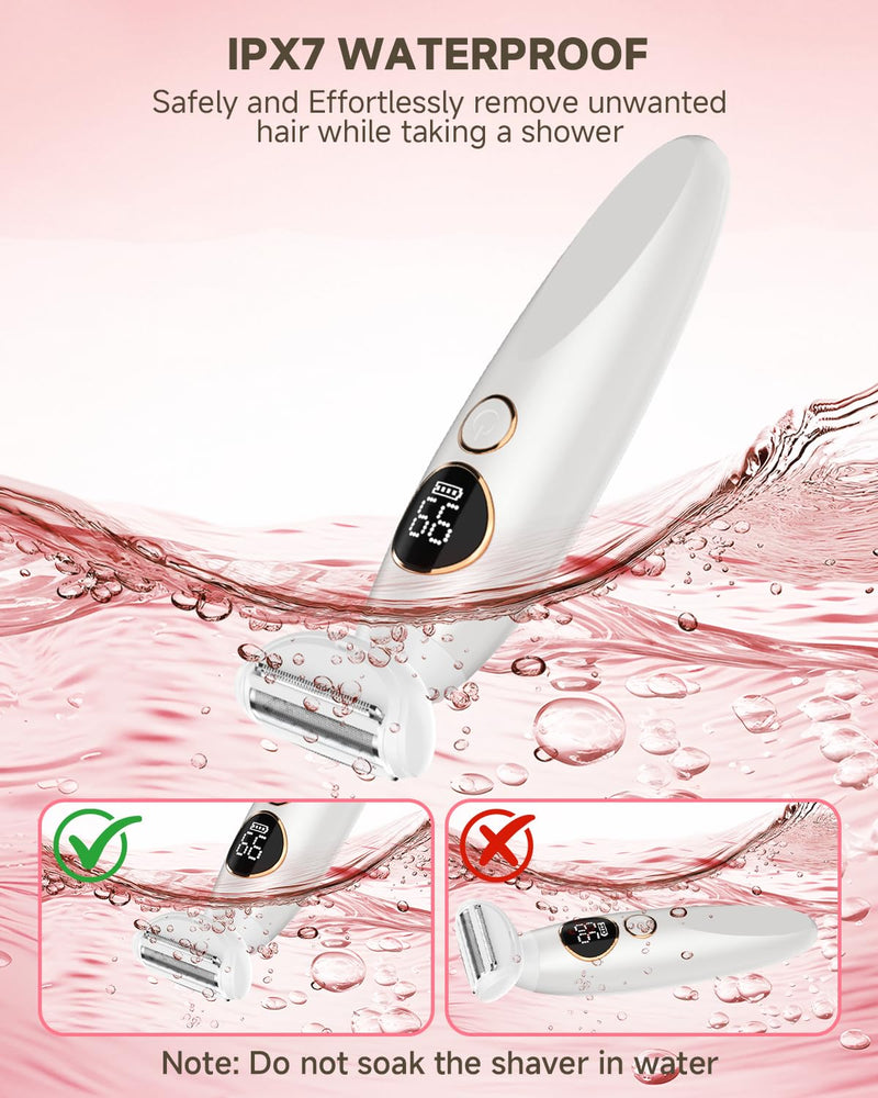 [Australia] - Bikini Trimmer for Women, Rechargeable 4H Use Electric Razors for Women with LED Display Painless 5 in 1 Facial Nose Pubic Hair Removal IPX7 Waterproof Body Shaver for Leg Armpit Eyebrows Femal Gift 