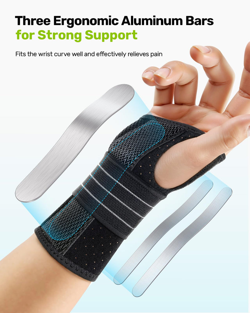 [Australia] - Carpal Tunnel Wrist Brace, Night Wrist Support No Pressure on Thumb, Lightweight Hand Brace for Sleeping Work, Splint Stabilizer Pain Relief for Sprain Arthritis, Gray Right Hand, Size M Medium 