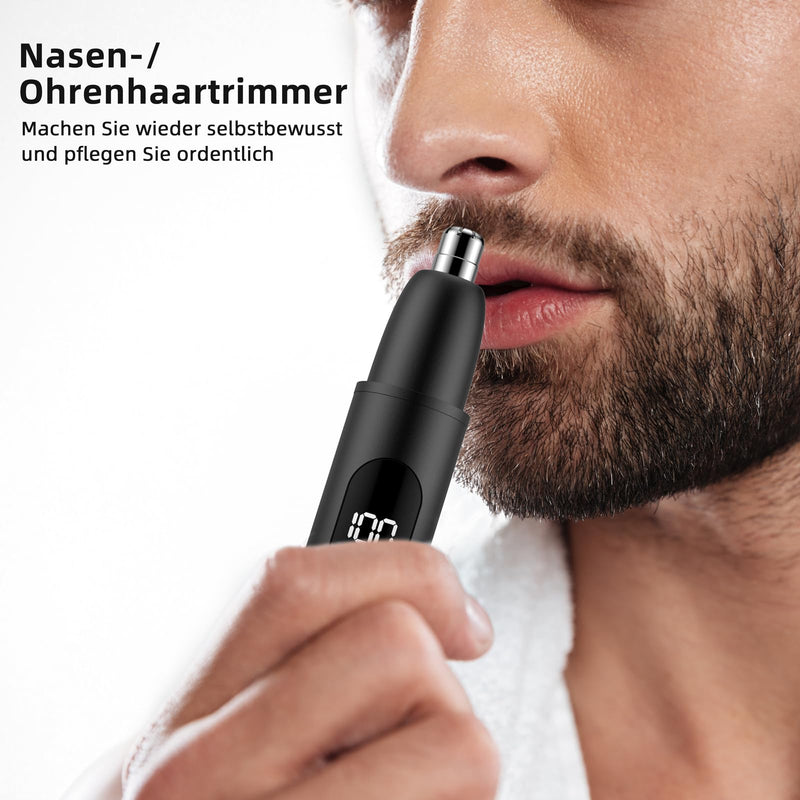 [Australia] - Nose Hair Trimmer, Rechargeable Wireless Ear Eyebrow Trimming Tool Dual Edge Blades Shaver Easy Cleaning with LED Light for Man Woman Black 