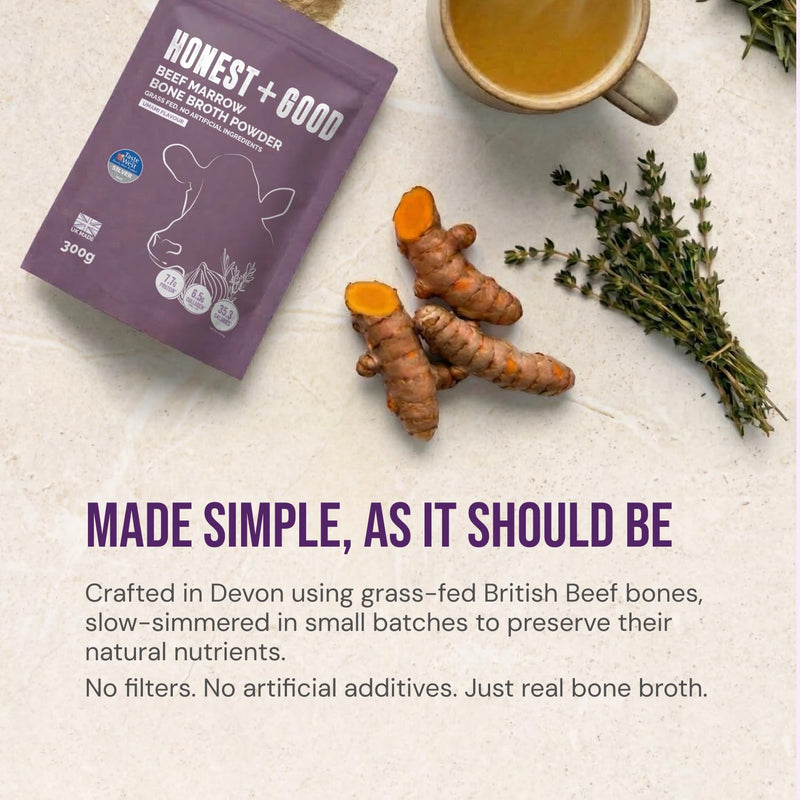 Beef Marrow Bone Broth Powder & Magnesium Glycinate Bundle | Honest + Good | Collagen, Protein. Electrolytes & Amino Acids | Daily Gut, Recovery & Relaxation Support | UK Made
