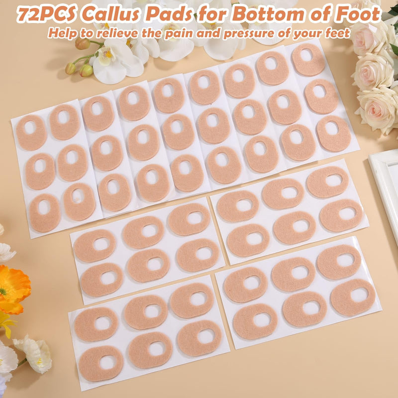 [Australia] - Shynek 72 Pcs Callus Pads Soft Felt Callus Cushion Pads for Bottom of Foot Self Adhesive Foot Callus Cushions, Corn Pads for Feet for Men and Women Pain Relief Foot Care, Beige, Oval Shape 