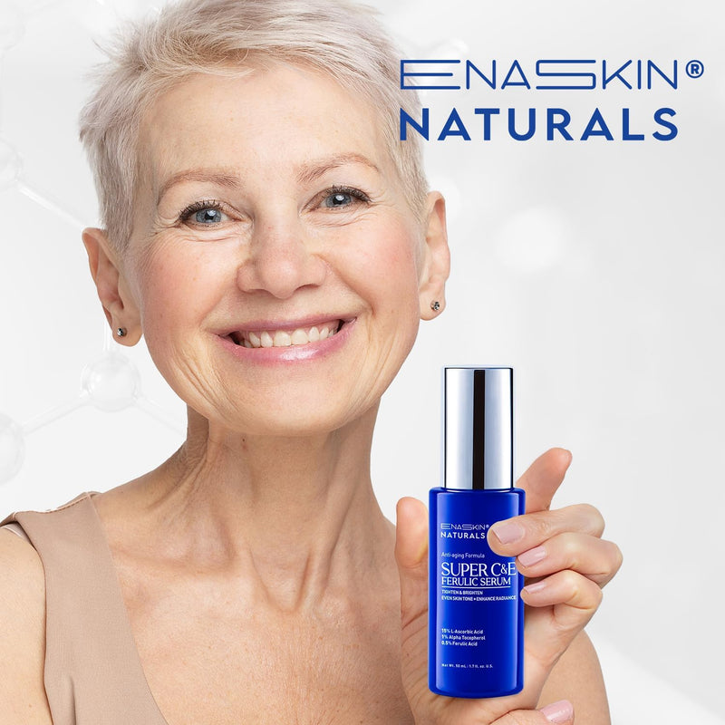 Vitamin C Face Serum for Anti Aging: Enaskin Naturals Super C Serum with Ferulic Acid for Women Mature Skin, Premium Formula Vit C Facial Serum for Brightening Dark Spots and Glowing up Skin - 1.7 Oz 1.7 Fl Oz (Pack of 1)