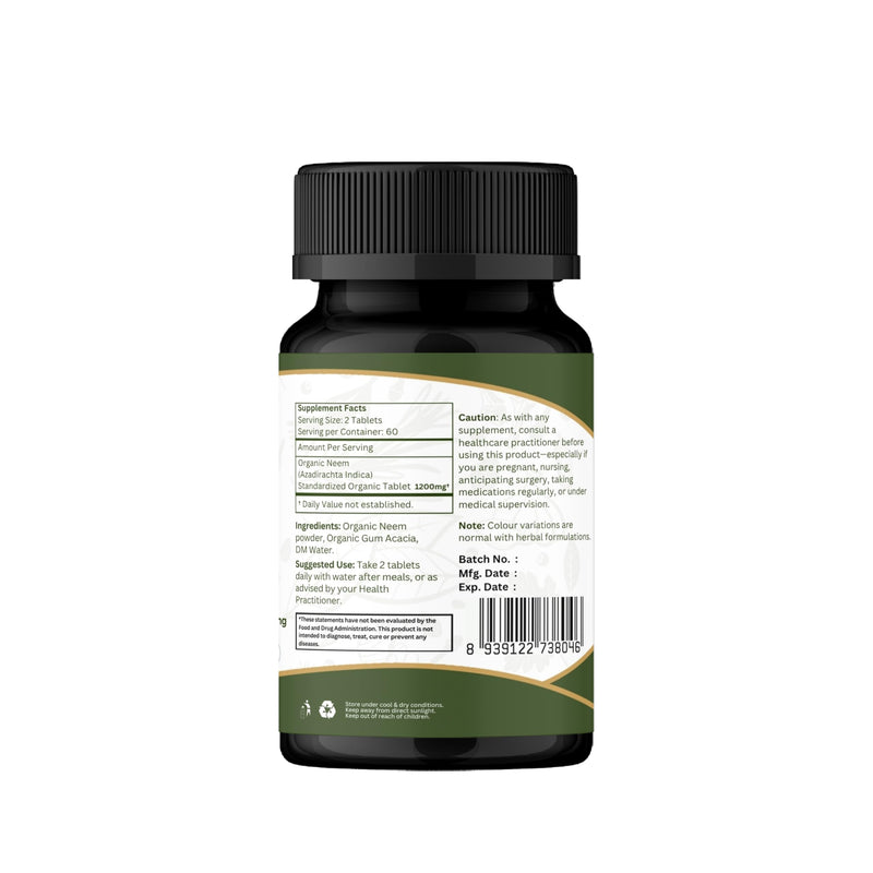 ORGANIC SPREE NEEM 120 Tablets | Azadirachta Indica (Neem) | USDA Organic Certified | Organic and Natural 120tab (1) 1
