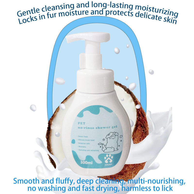 12.8oz Waterless No Rinse Dry Dogs Shampoo, Licking Safe Dry Shampoo for Cats, Foam Puppy Bath Cleaner Tool, Grooming for Kitten Doggy Sensitive Skin, Bathless Cleaning Pet Wash Shampoo - PawsPlanet Australia