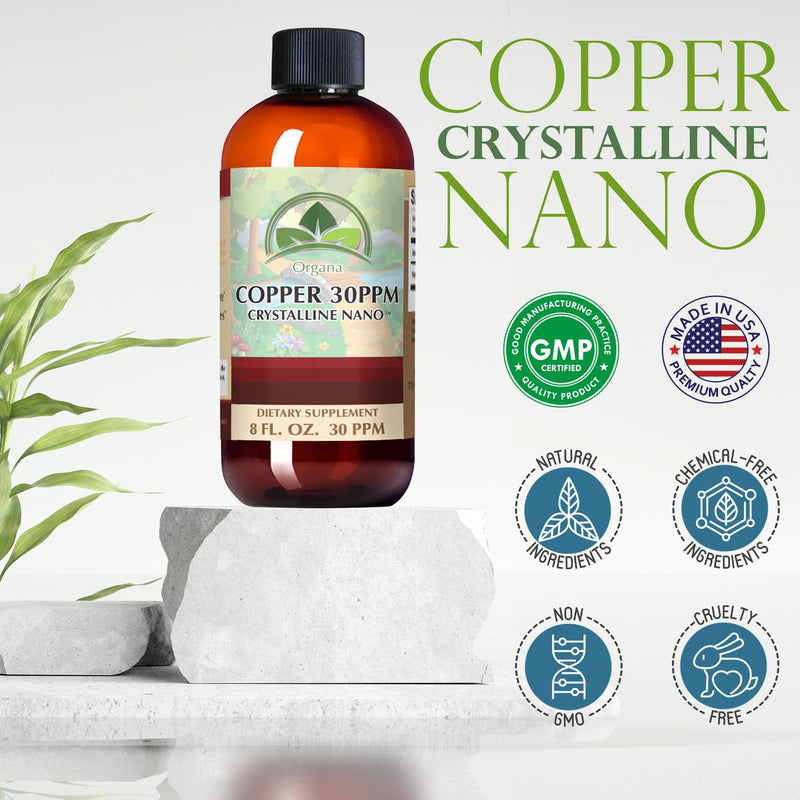 [Australia] - Organa Pure Crystalline Liquid Copper Supplement - 30 PPM - High Absorption Copper 8 Fl Oz (Pack of 1) 