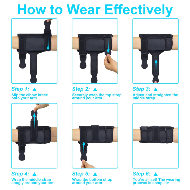 Elbow Brace for Ulnar Nerve Entrapment, Adjustable Cubital Tunnel Brace with 2 Removable Metal Splint for Sleeping, Elbow Immobilizer for Cubital Tunnel Syndrome, Ulnar Nerve Brace for Women & Men S/M