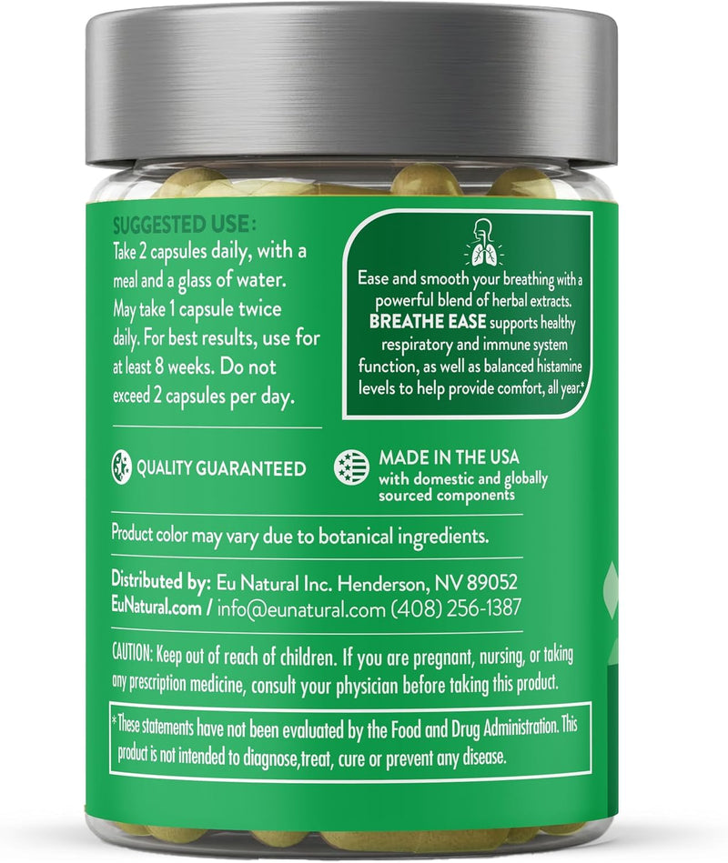 Breathe Inhaler Support Supplement - Sinus, Lungs, Open & Clear Airways - Seasonal Nasal Health, Bronchial Wellness, Healthy Chest - Quercetin, Vitamin D, Bromelain Pills - 120 Vegetarian Capsules 60 Count (Pack of 2)