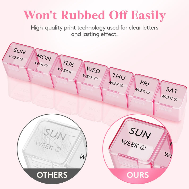 Lifewit Monthly Pill Organizer, 28 Day Pill Box, 4 Weeks One Month Vitamin Cases, Large Compartments Medicine Organizer for Fish Oils, Supplements, 28 Grids, Pink