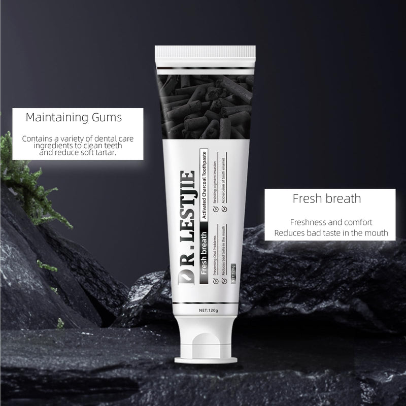 Activated Charcoal Toothpaste,Clean Mint- 100% Charcoal Teeth Whitening Toothpaste for Sensitive Teeth Strengthens Teeth Enamel and Gums 4.23oz-3Pack activated charcoal 4.23 Ounce (Pack of 3)