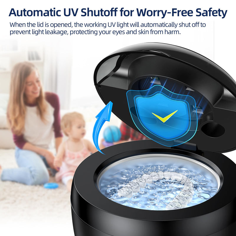 [Australia] - Ultrasonic Retainer Cleaner, Retainer Cleaner Machine for Dentures, Mouth Guards, Braces, Toothbrush Heads, Jewelry with 200ML Capacity, 45kHz Ultrasonic Cleaner, 4 Modes for All Dental Appliances 