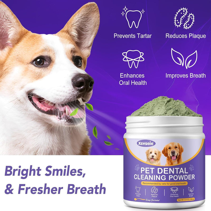 Dog Teeth Cleaning Powder for Dog Bad Breath Treatment, Dog Dental Powder for Dog Breath Freshener with Probiotics, Plaque Tartar Off Dog Tooth Powder Made Easy, Dog Dental Care, All Types Dogs - PawsPlanet Australia