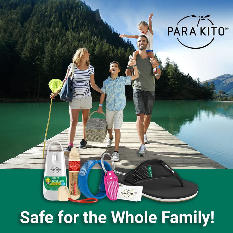 [Australia] - PARA'KITO Mosquito Repellent Bracelets + Refill Pellets Bundle, Mosquito Bracelets, Peppermint Oil, DEET Free Mosquito Repeller, Hiking Accessories, 2 Wristbands & 2 Refills (Black + Stars) Black/Stars 
