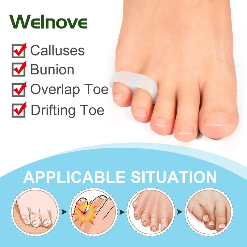 [Australia] - Welnove pack of 10 bunion correction, toe separator with 2 loops, small toe spacer suitable for bunions and protruding toes (white) Tail Toe - White 